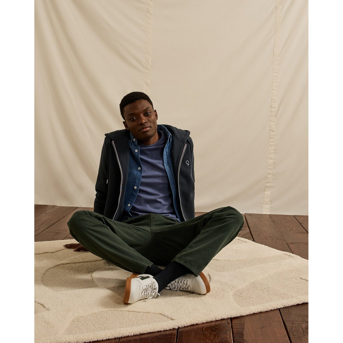 Sweat coton MESNIL bleu marine, FAGUO