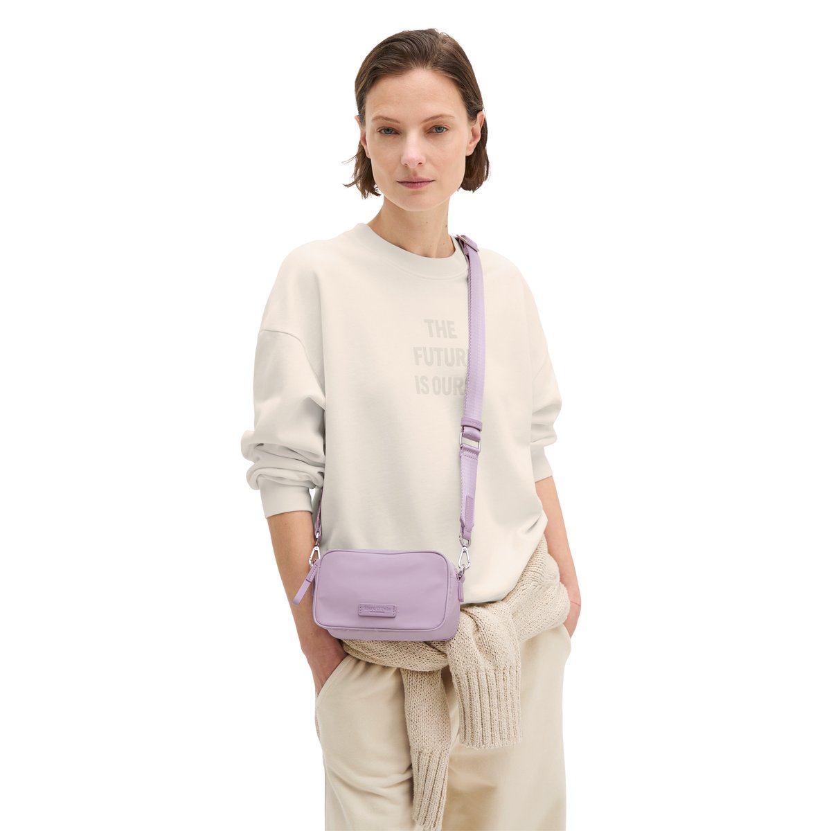 Sac à bandoulière small en matériau recyclé lilas, MARC O'POLO