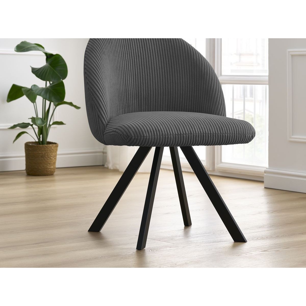 Chaise velours côtelé, LALIE gris foncé, BOBOCHIC
