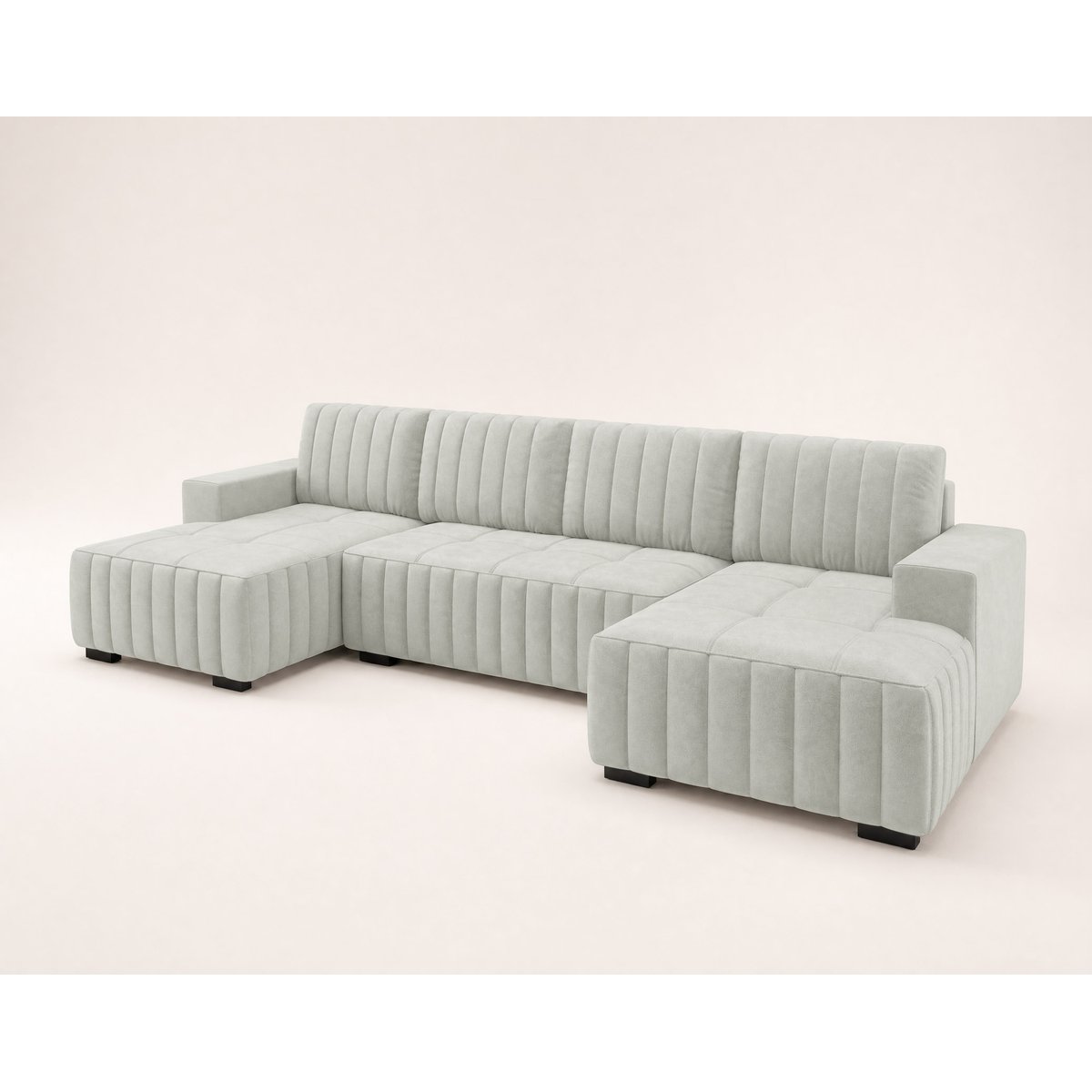 Canapé Panoramique Convertible Velours 7 places - LAZARE blanc, LISA DESIGN