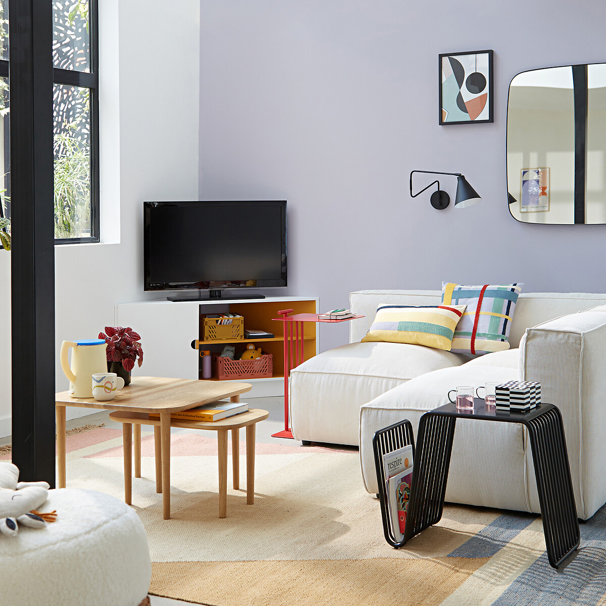 Frio Corner TV Unit white/yellow, LA REDOUTE INTERIEURS