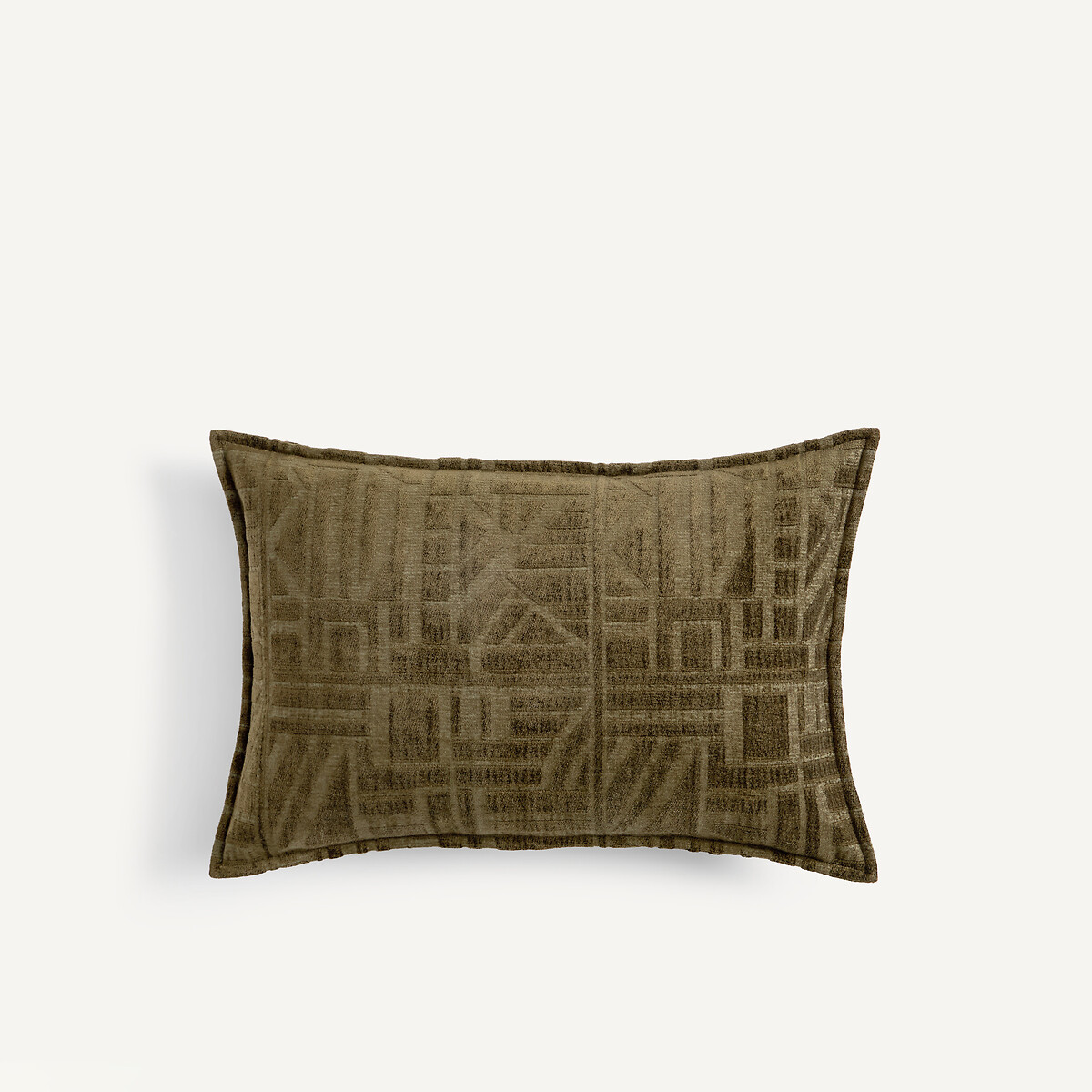Housse de coussin chenille jacquard, Hesper vert olive, AM.PM