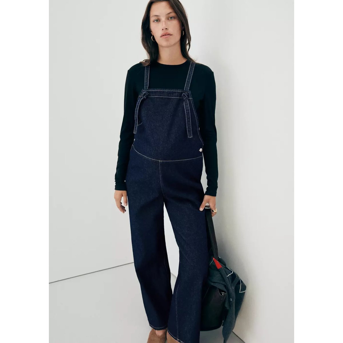 Salopette de grossesse en jean bleu, MANGO