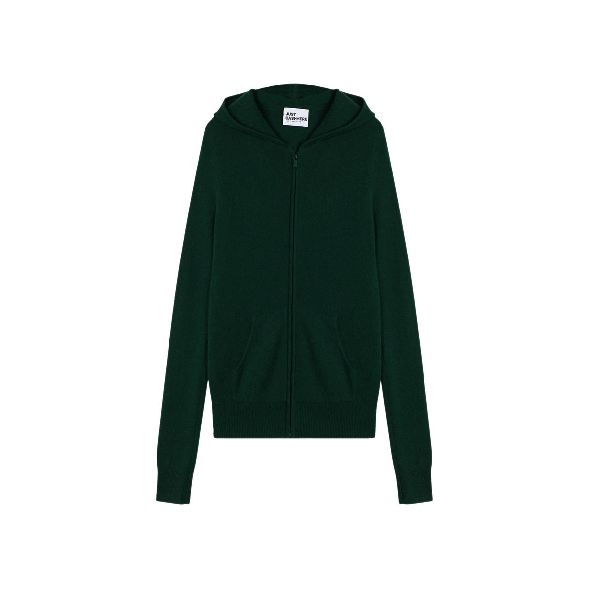 Gilet Zippé Capuche Cyprès Debbie vert foncé, JUST CASHMERE
