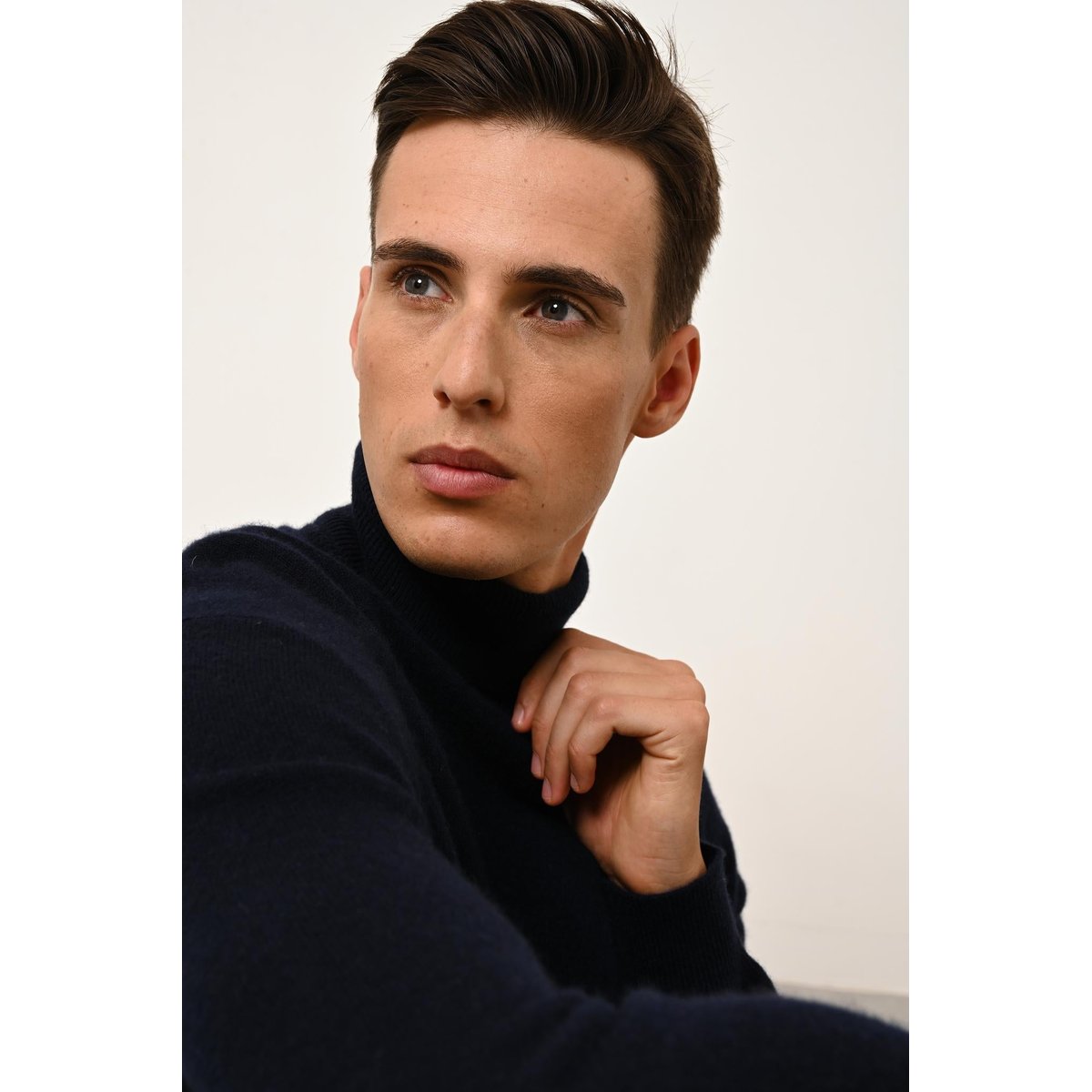 Pull Col Roulé Navy Connor bleu foncé, JUST CASHMERE