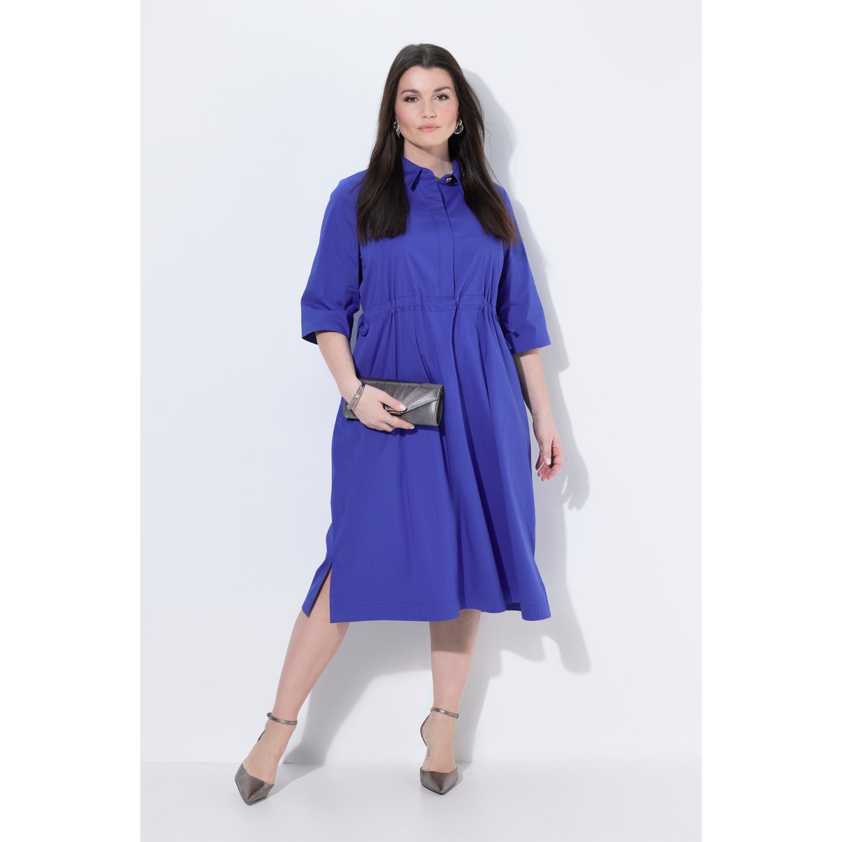 Robe midi, détails argentés, coupe A bleu violet, ULLA POPKEN