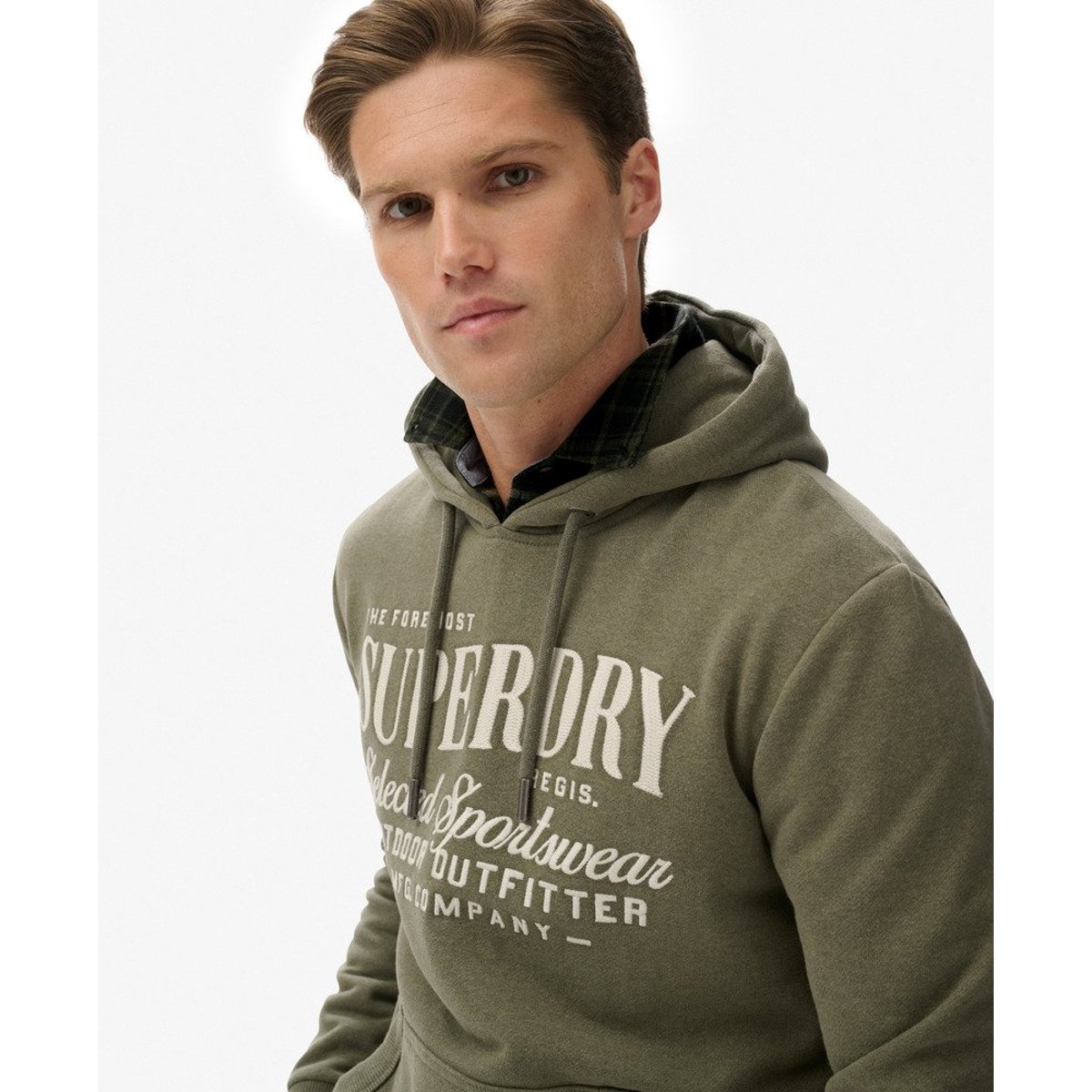 Sweat à capuche décontracté Outdoor Supply Co vert mousse chiné, SUPERDRY