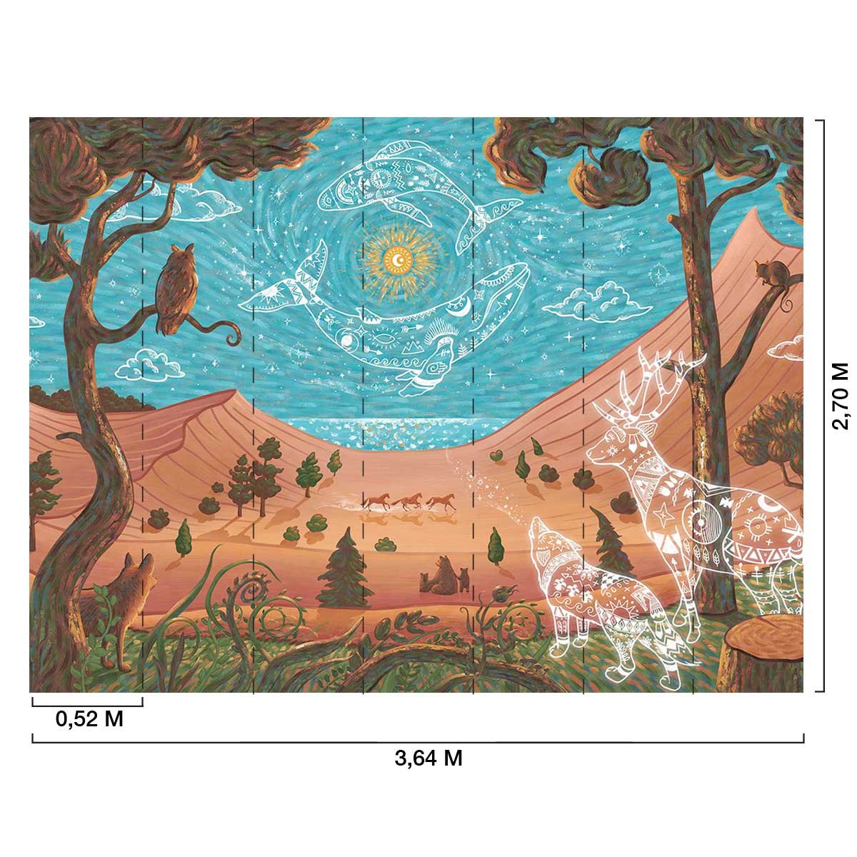 Papier peint océan mythologique chambre enfant bleu, HEXOA