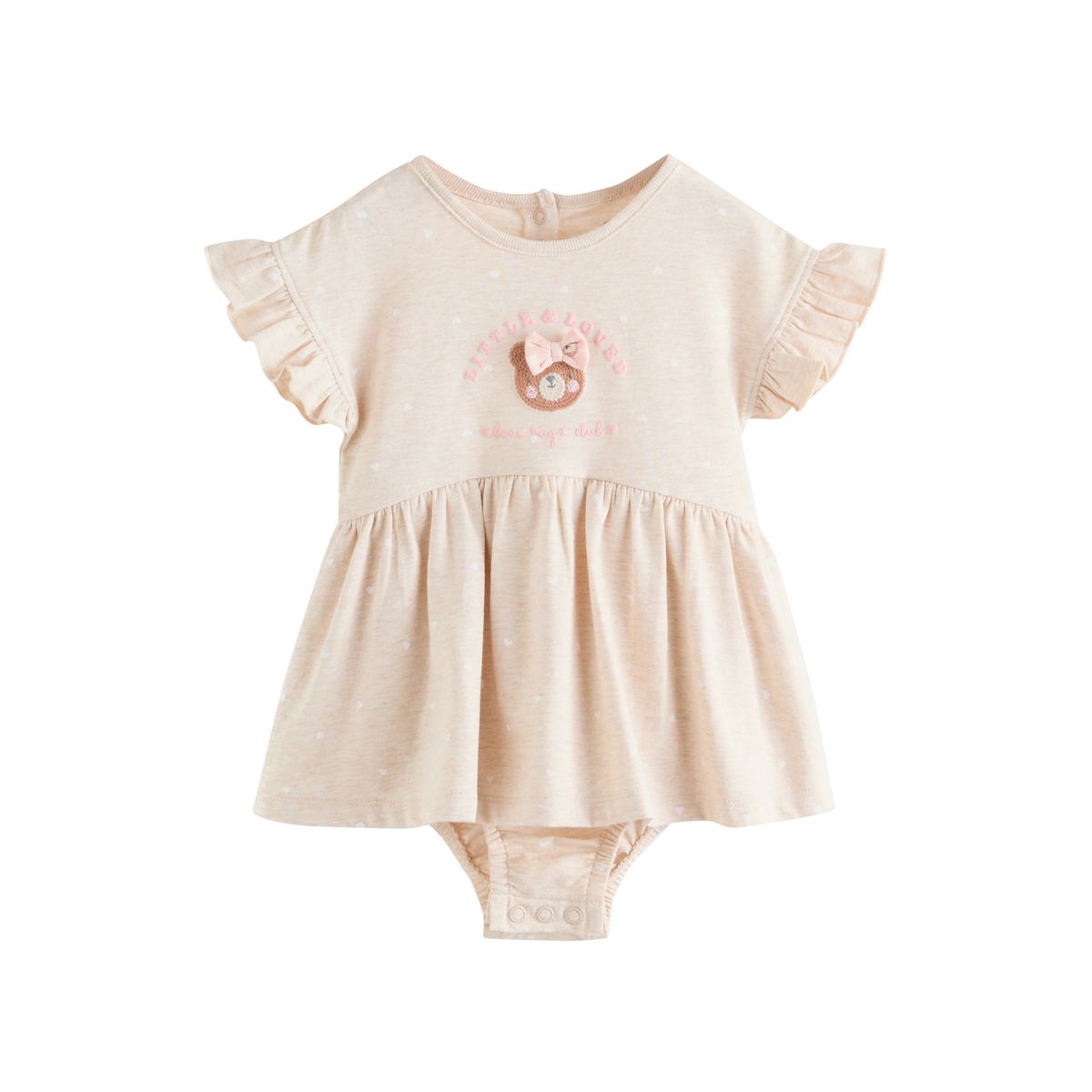 Lot de 3 grenouillères en jersey ours rose brodé, NEXT