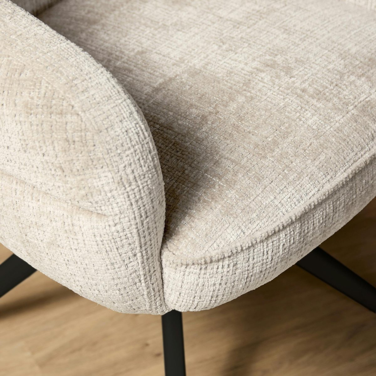 Chaise arrondie pivotante en tissu chenille (lot de 2) CORTINA ecru, PIER IMPORT
