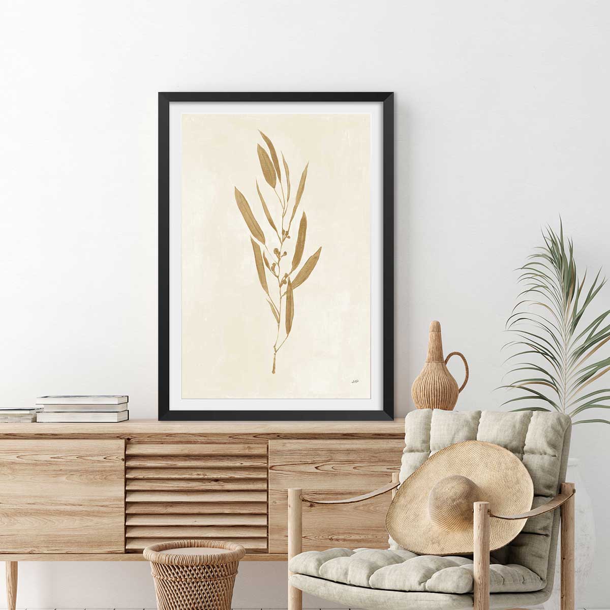 Affiche fleurs Recolte d'or Mina affiche + cadre en bois - noir, HEXOA