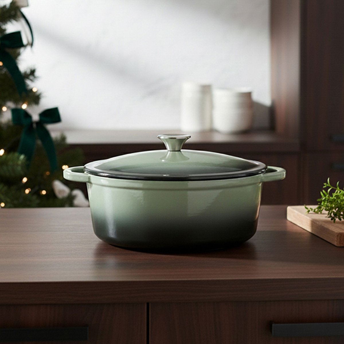 Cocotte en fonte 28cm avec anse, VOLCANO vert, MENASTYL