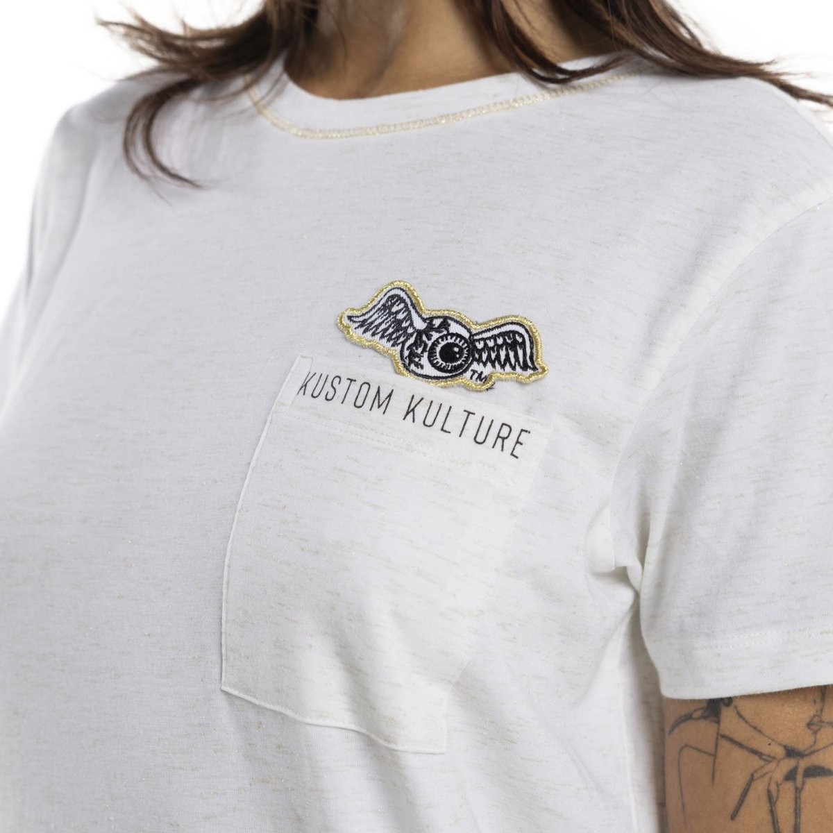 Tee shirt STRASS blanc/noir/jaune, VON DUTCH
