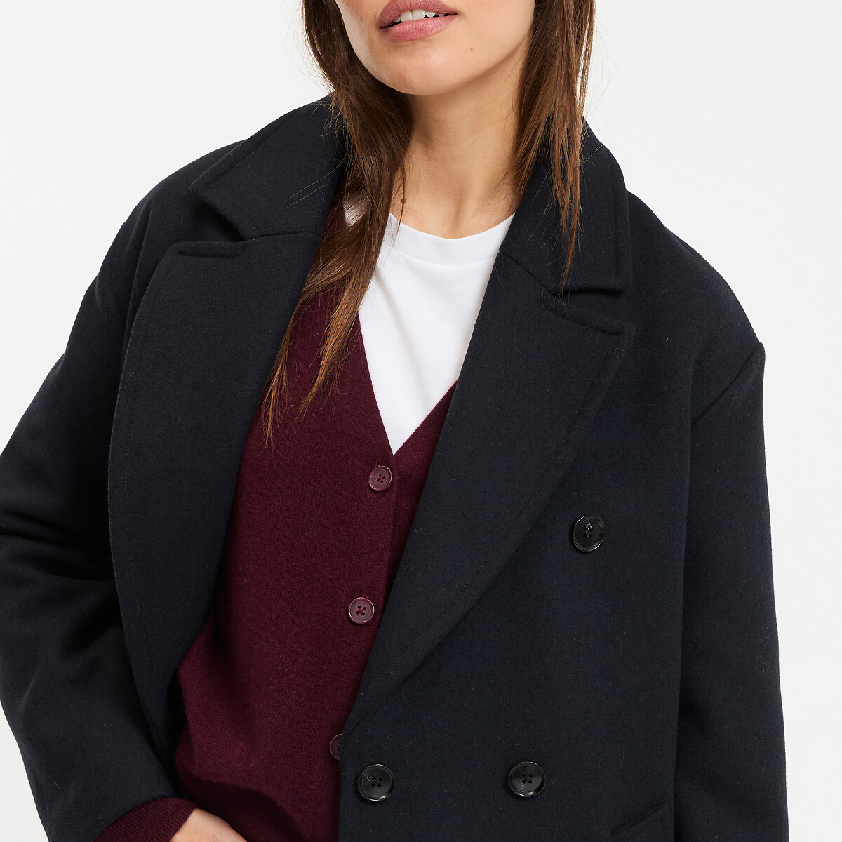 Signatures Barnabé Coat in Wool Mix navy blue, LA REDOUTE COLLECTIONS