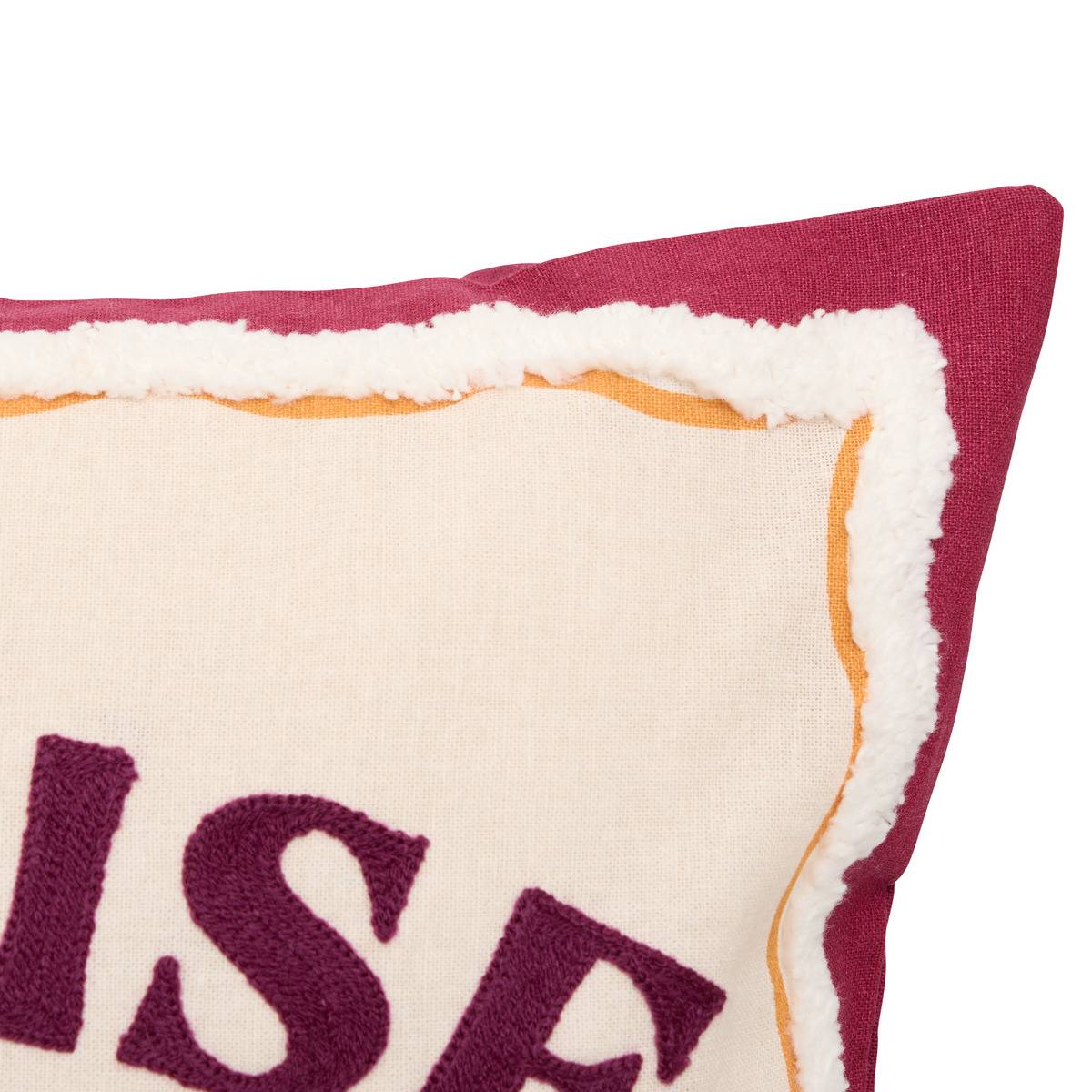 Coussin carré en coton BICHETTE rouge grenat, ATMOSPHERA