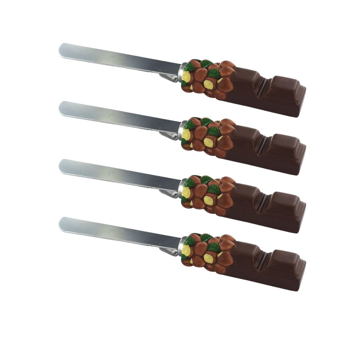 Set de 4 ustensiles spatule pâte à tartiner et spatule DISPLAY inox|marron, FACKELMANN