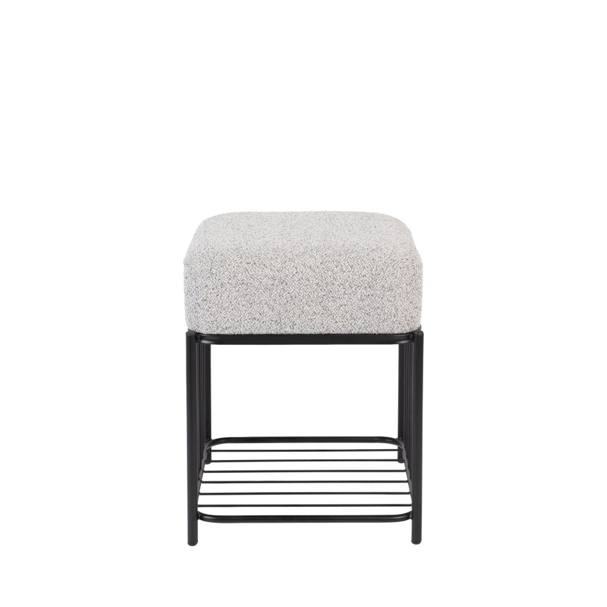 Tabouret carré en tissu et métal- MILOU gris chiné, DRAWER