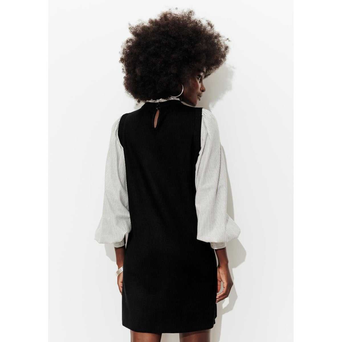 Robe tricot à effet superposé noir, PROMOD