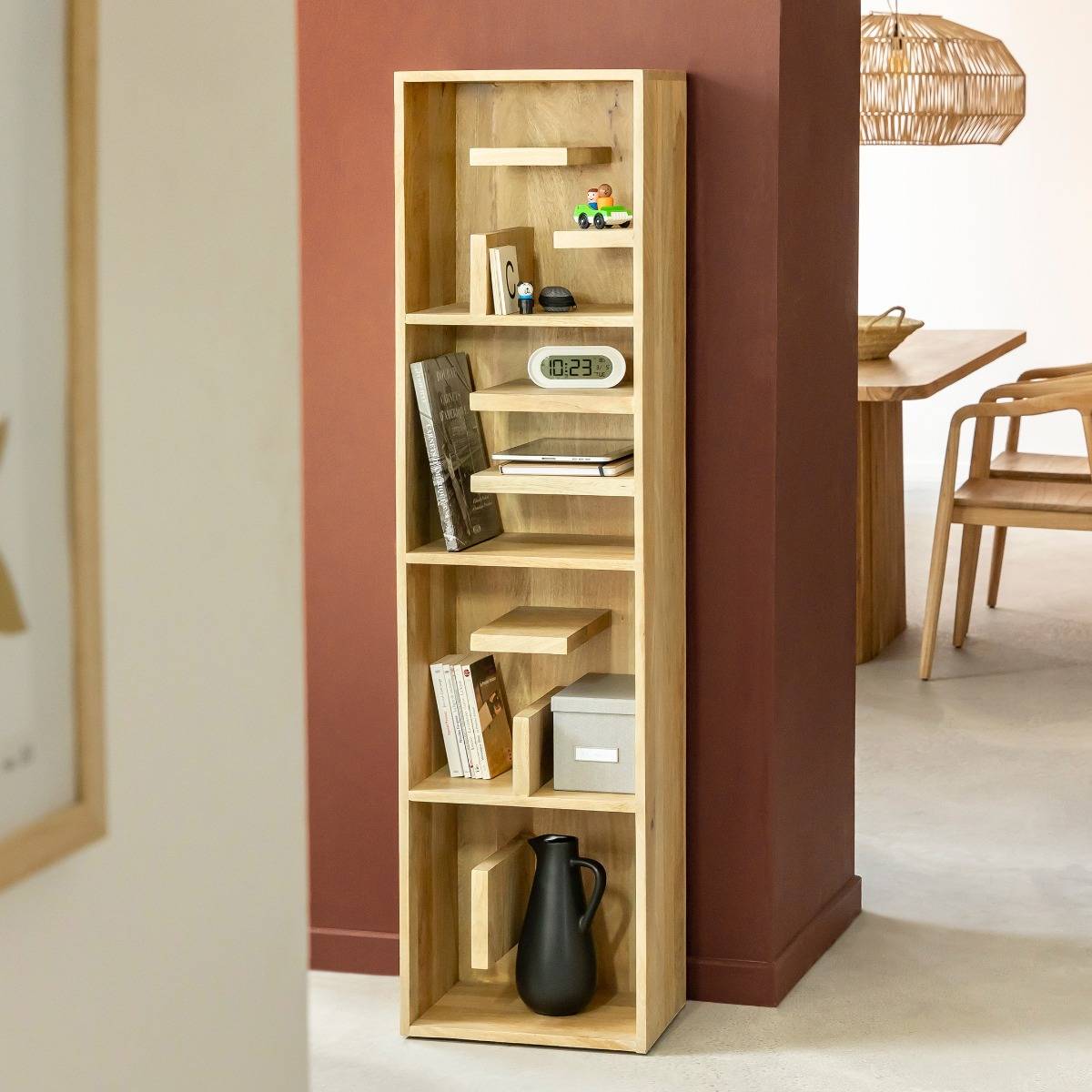Bibliothèque en bois de manguier  READ bois foncé, MADE IN MEUBLES 