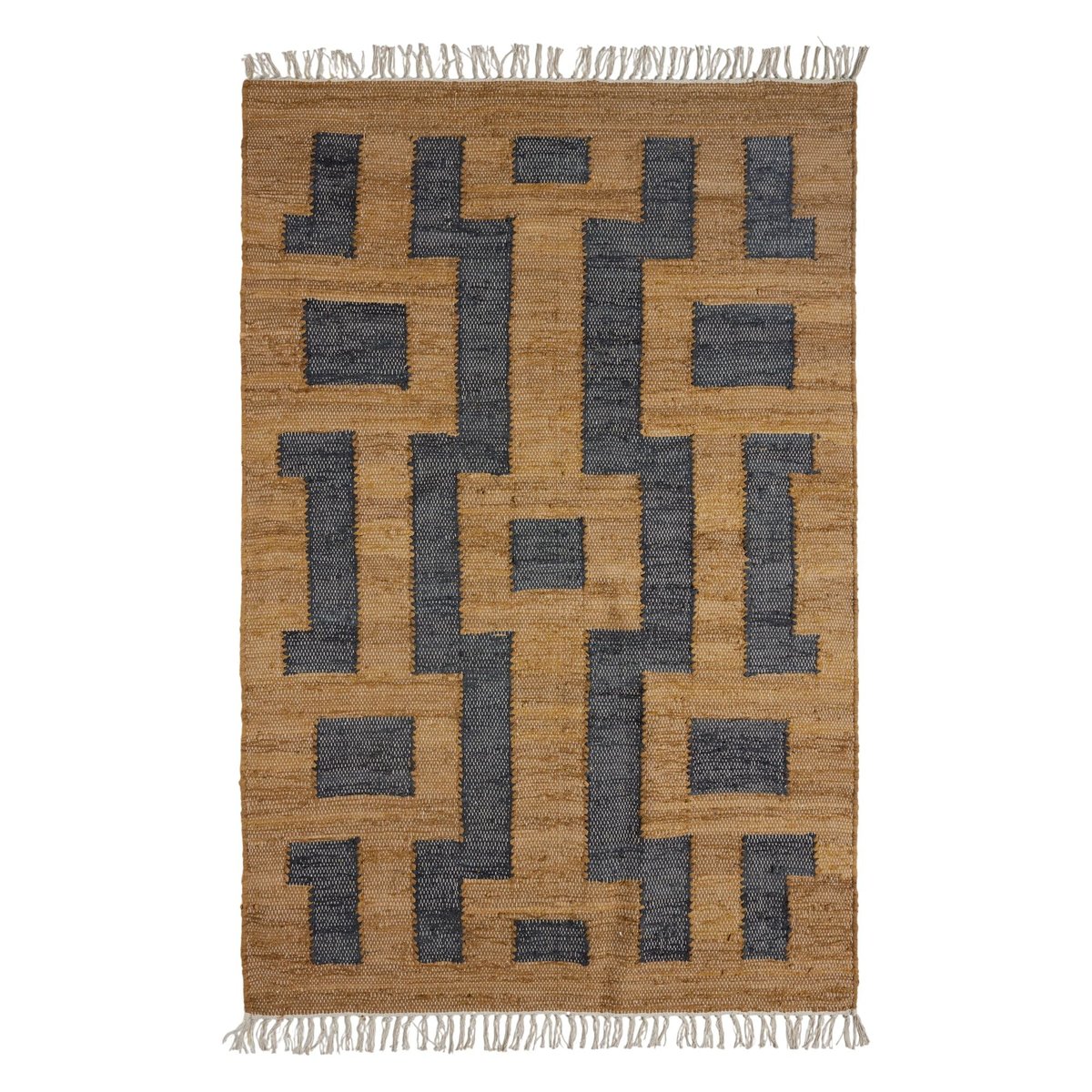 Tapis De Sol en Tissage graphique de fibres recyclées IMANOL bronze et noir, MADURA