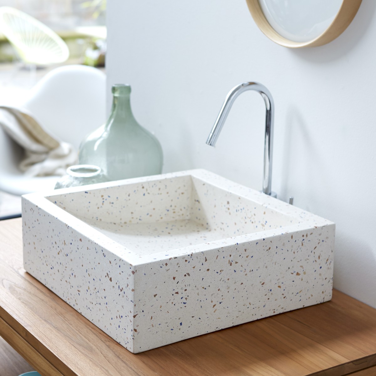 Vasque en Terrazzo, PEGASE blanc, TIKAMOON