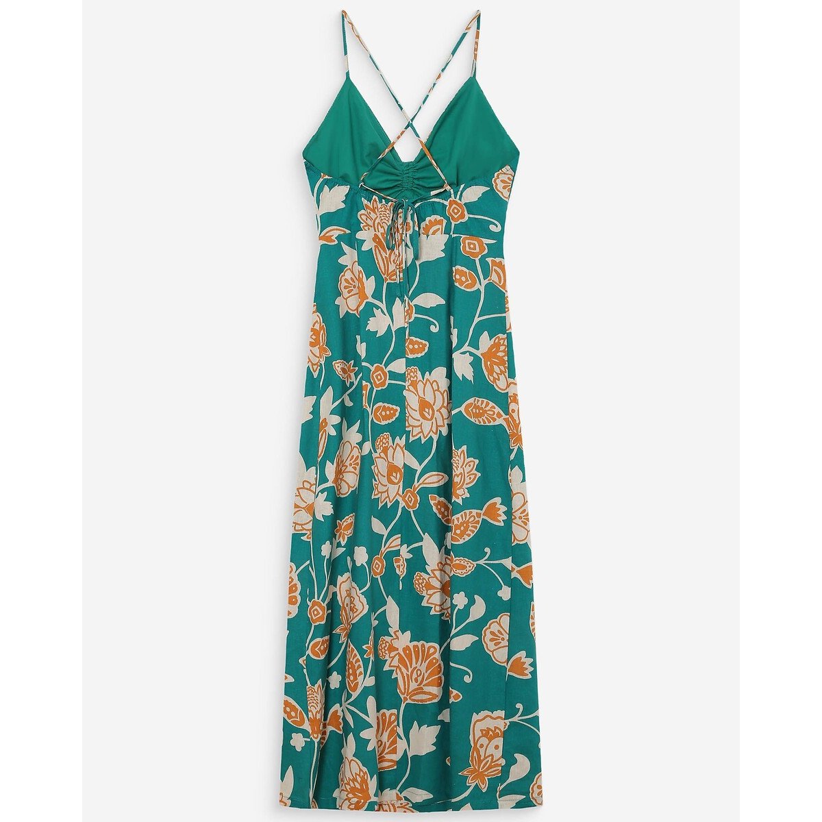 Robe longue imprimée à bretelles VELYSSA imprimé vert, GRACE & MILA