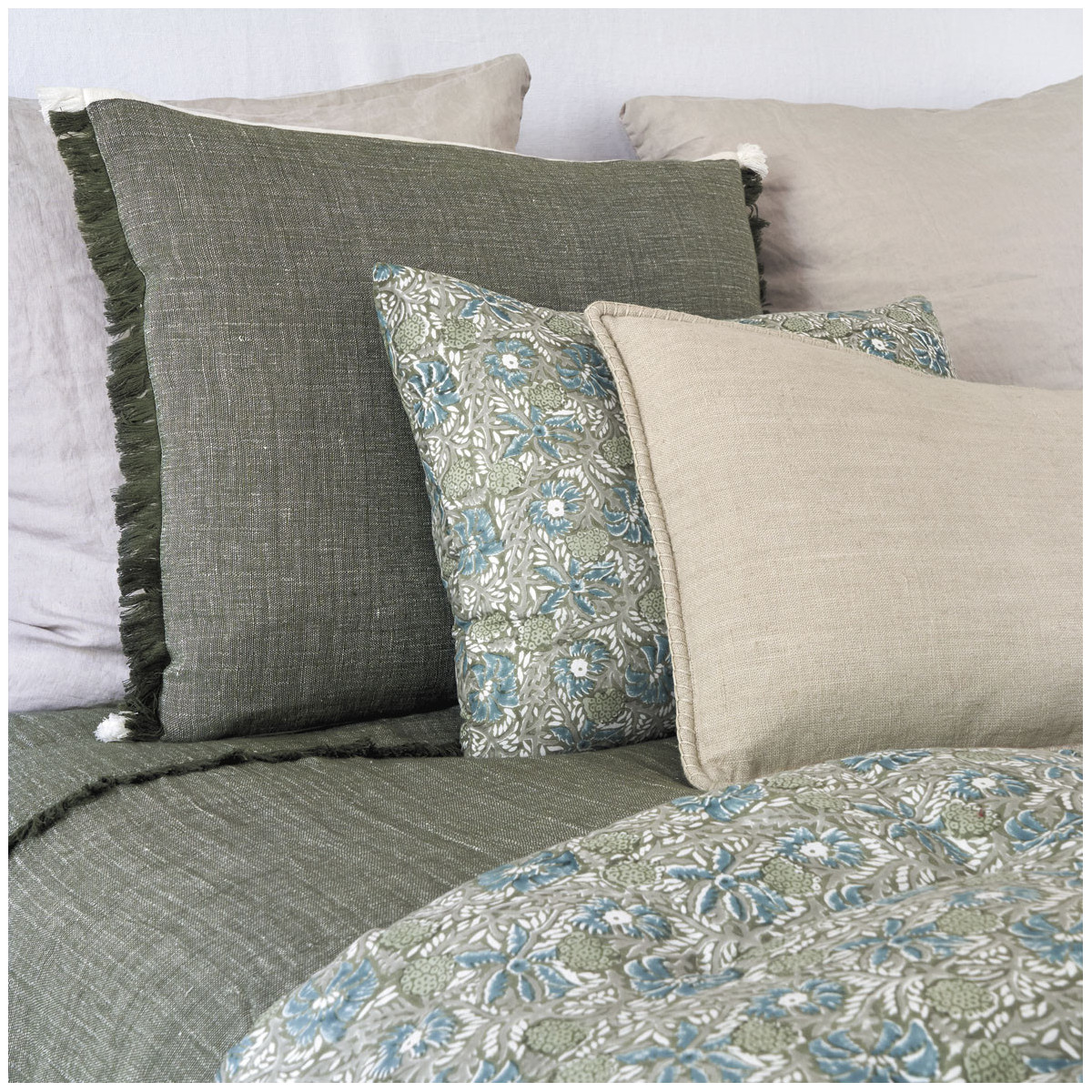 Coussin en coton mousse, BLANC D’IVOIRE
