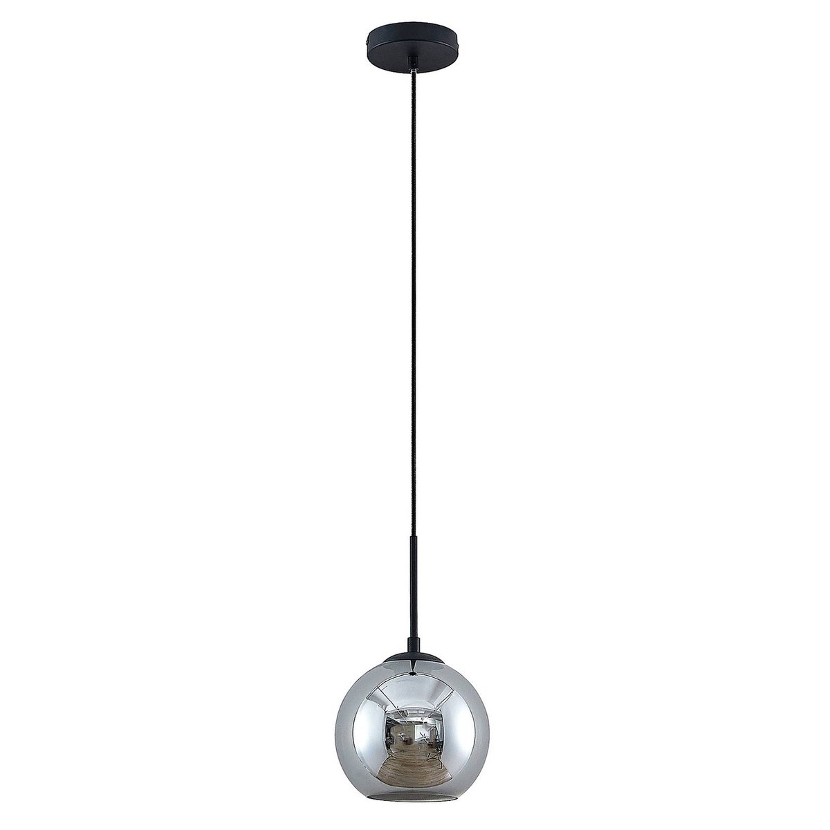 Suspension en métal moderne, Jurian noir sable, verre fumé, LINDBY