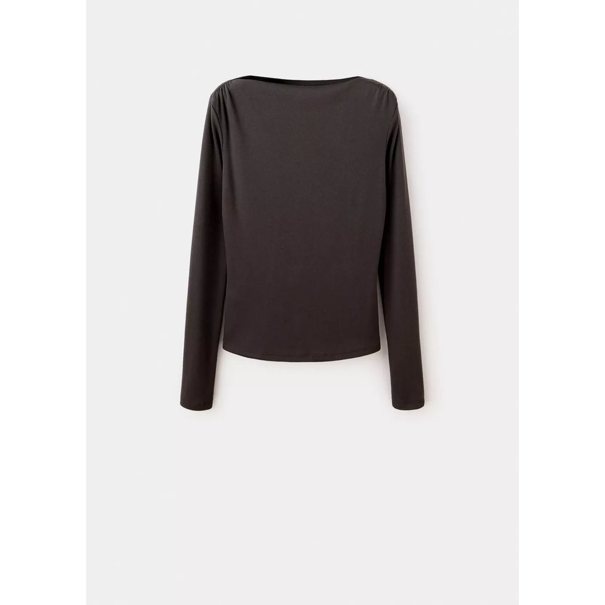 T-shirt col bateau manches longues chocolat, MANGO