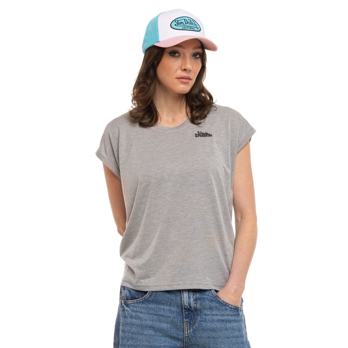 T-shirt regular Fil textile gris/noir, VON DUTCH