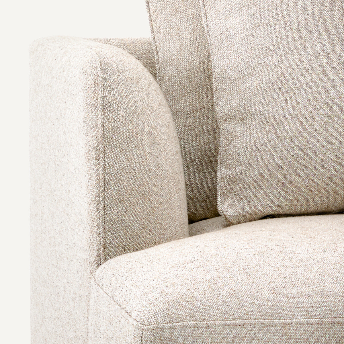 Linkes Sofa-Halbmodul, kombinierbar, aus strukturierter Viskose und Leinen, TIBERIO natur, AM.PM