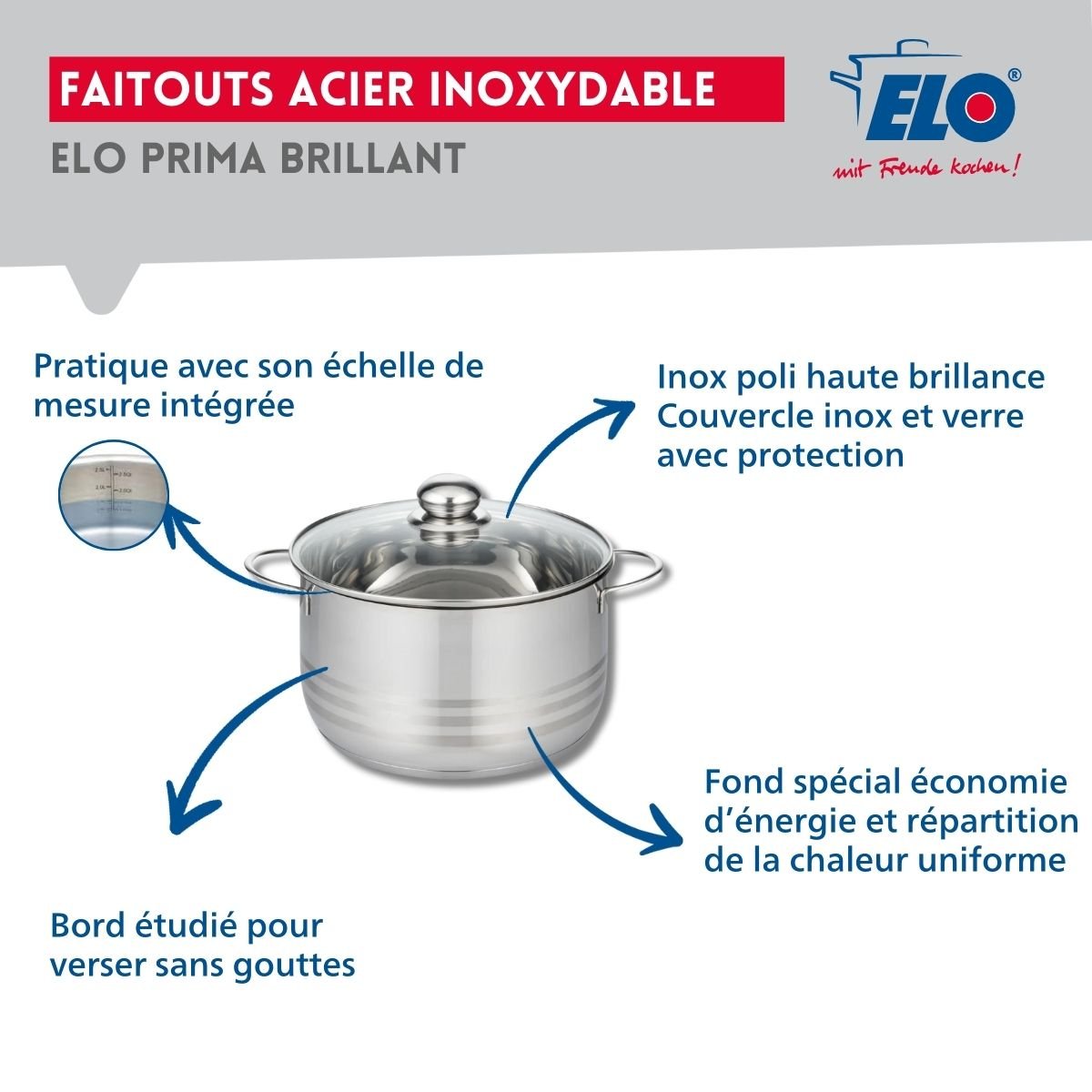 Batterie 2 poêles 20/28cm + 1 faitout 24cm PRIMA BRILLANT noir, ELO