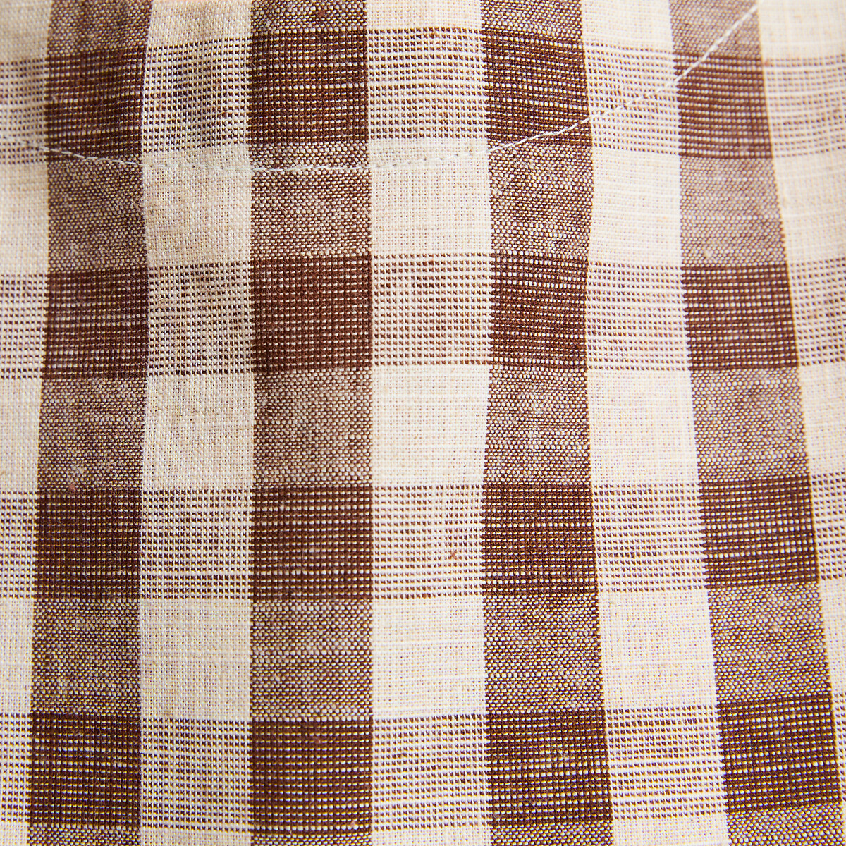 Top sans manches imprimé vichy en coton et lin vichy marron, LA REDOUTE COLLECTIONS