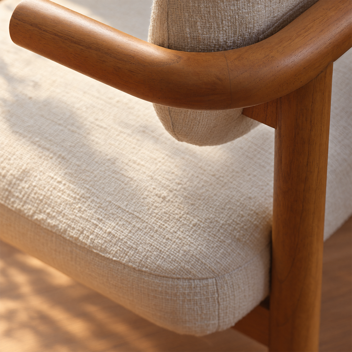 Chaise en mindi massif et tissu texturé NEO couleur unique, BERAH GETAH