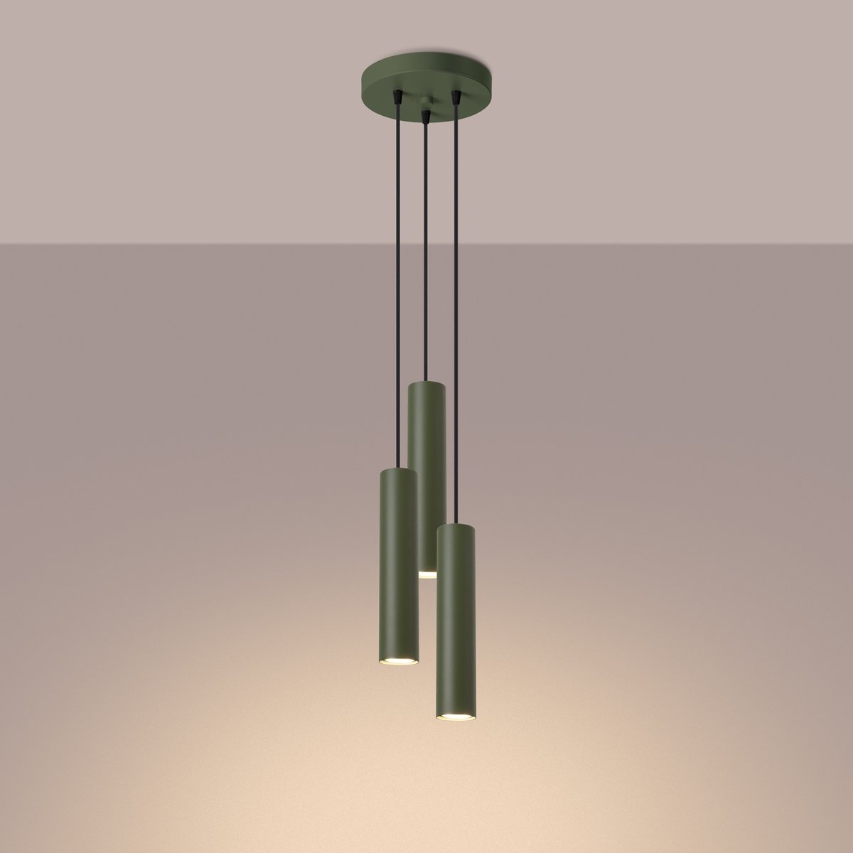 Suspension Acier Vert Olive GU10 3 Lagos vert, EDEN
