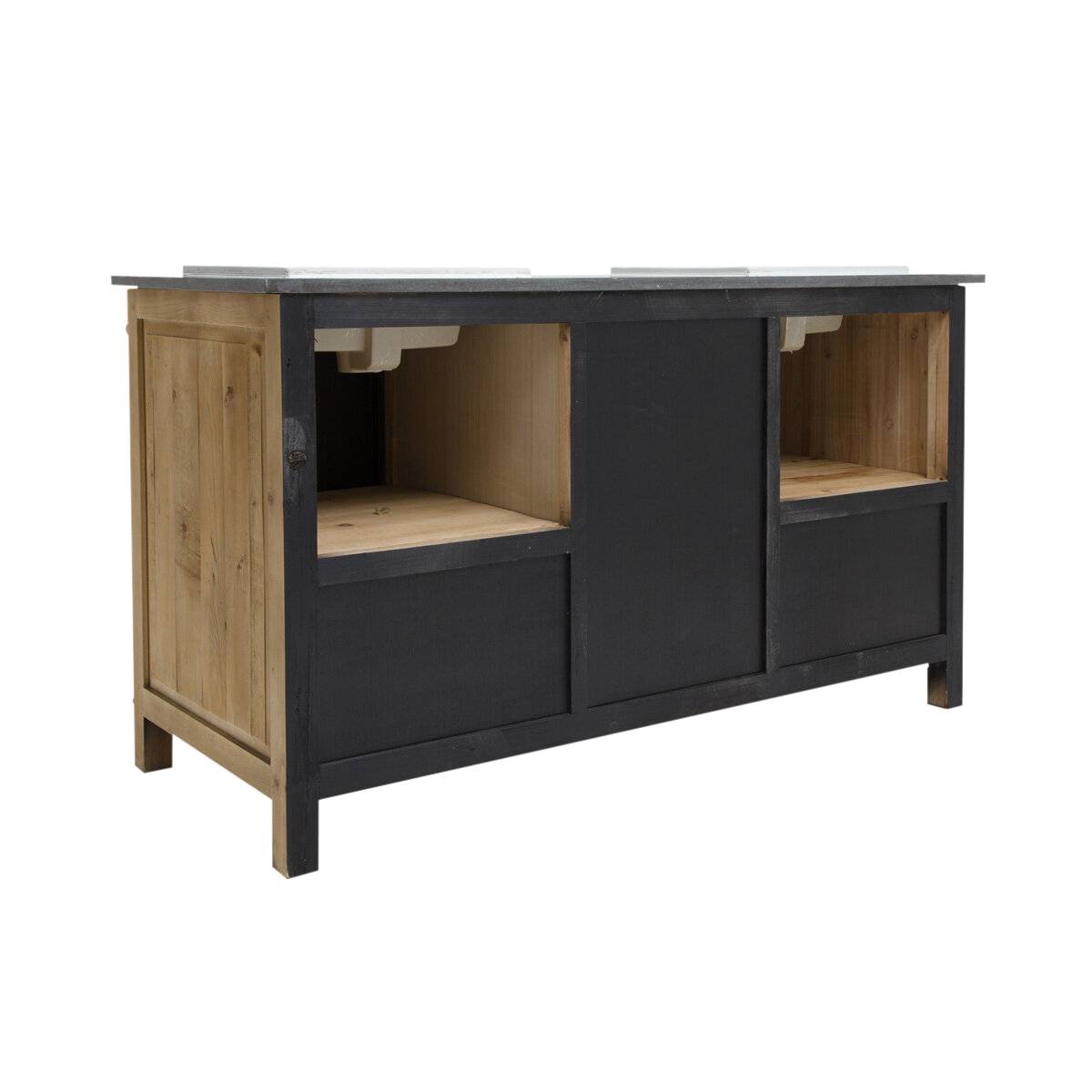 Meuble sous vasque en bois recyclé JADE bois clair, MADE IN MEUBLES
