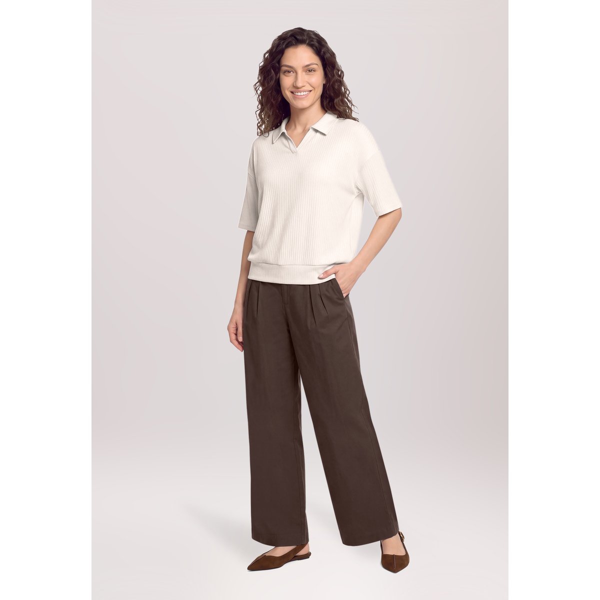 Polo manches courtes silky beige, CARTOON