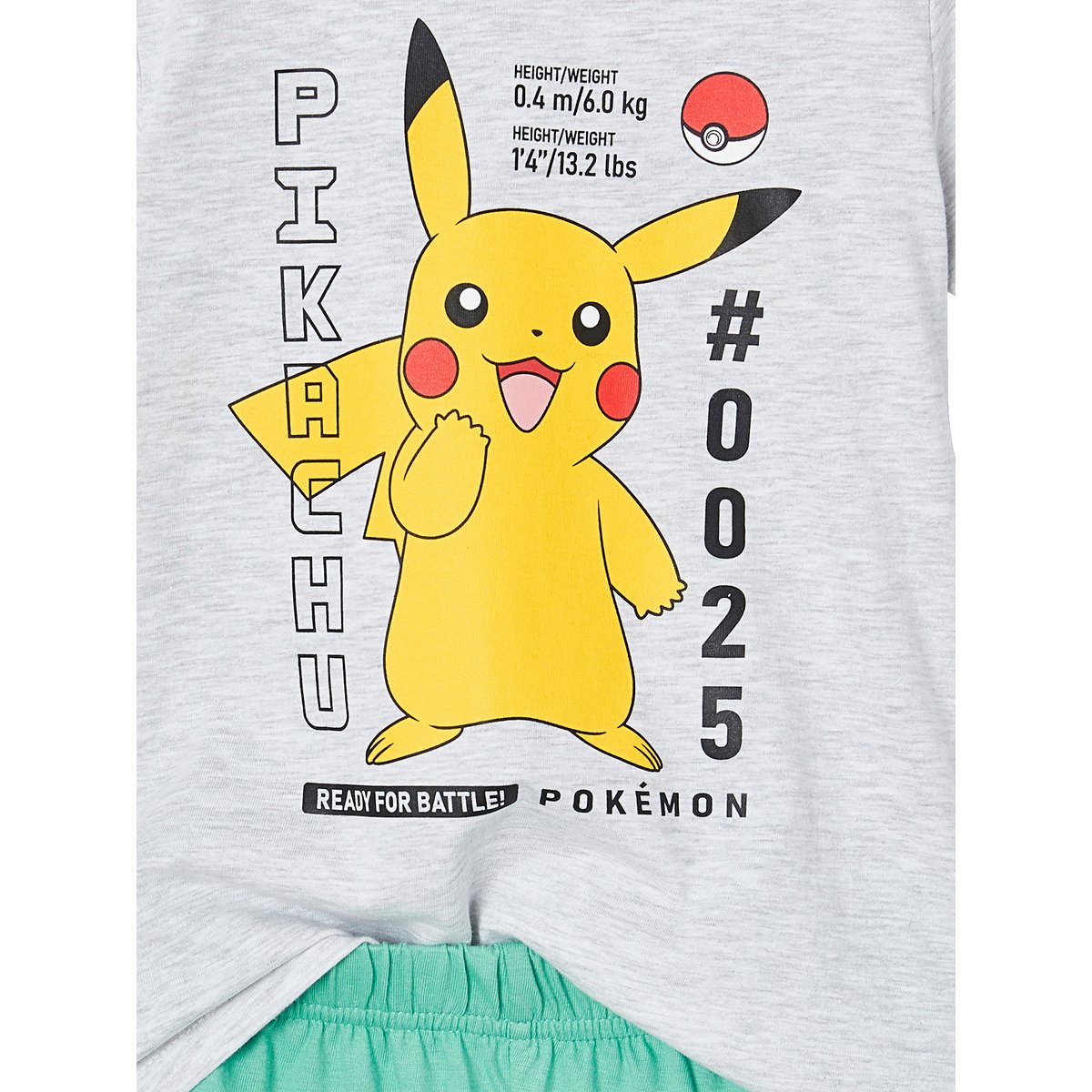 Pyjashort Pokémon® Pikachu gris chiné, VERTBAUDET