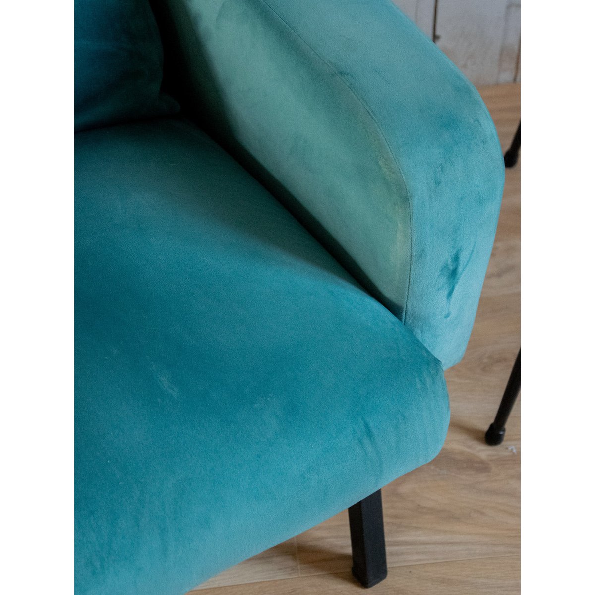 Fauteuil en velours Jakob N°737 - Bon état bleu, DEBONGOUT