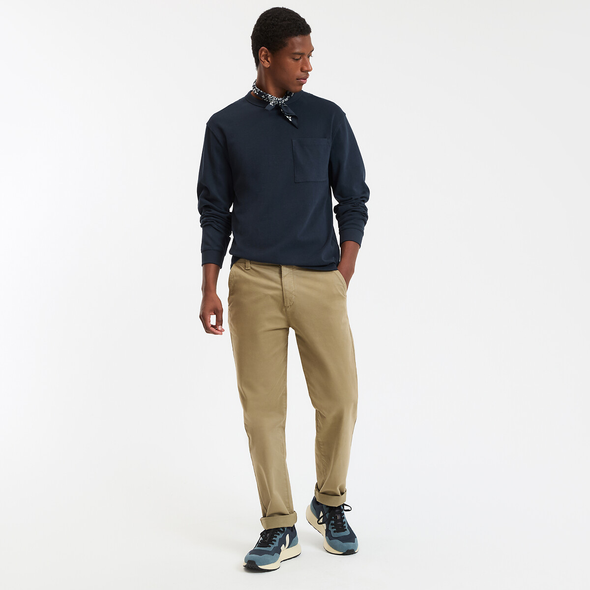 T-shirt en coton épais et toucher doux bleu marine, LA REDOUTE COLLECTIONS