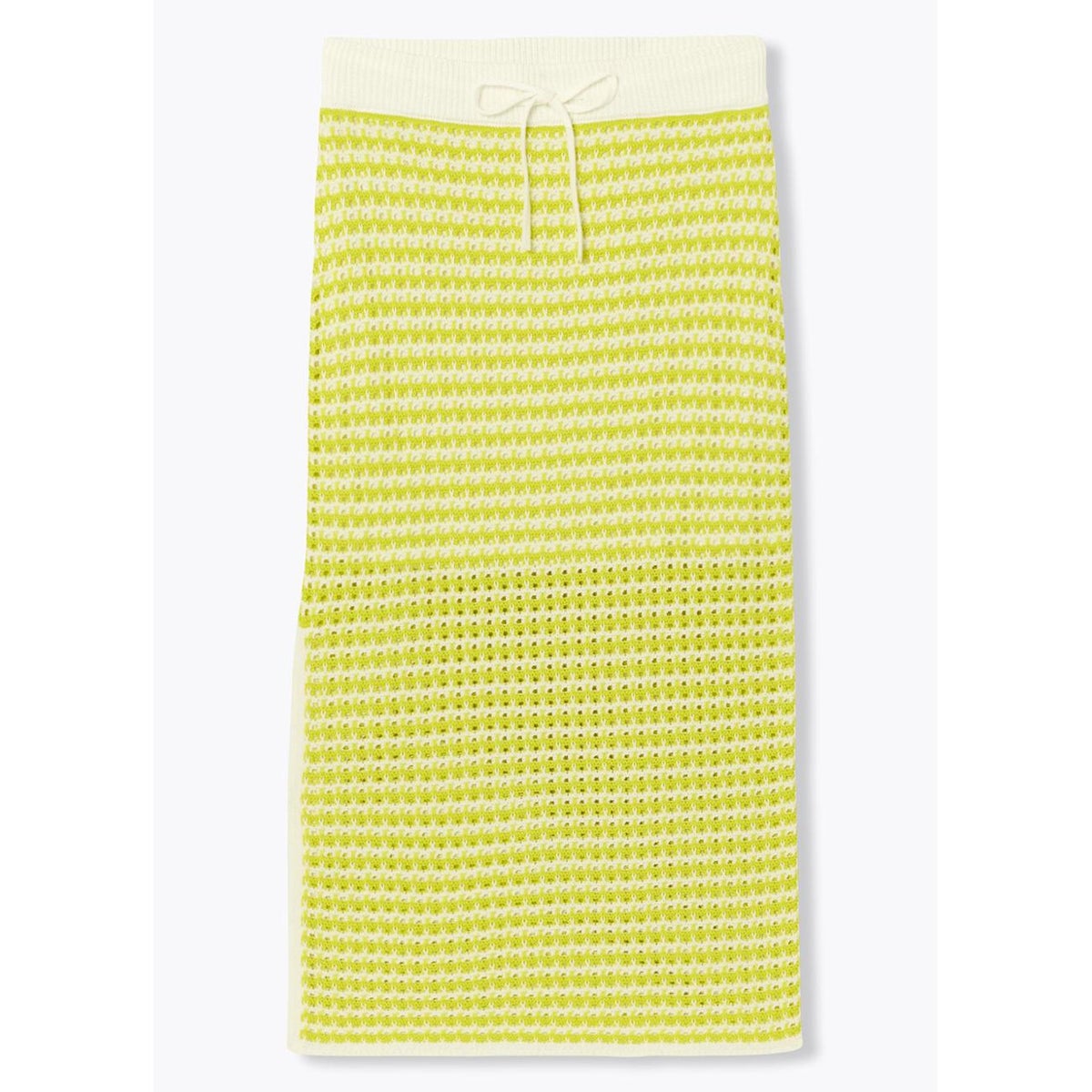 Jupe midi en crochet rayé jaune, PROMOD