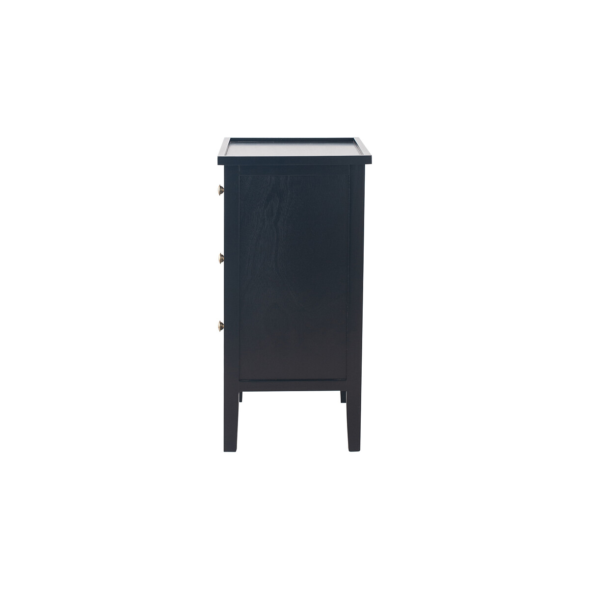 Luxe Pine Wood 3 Drawer Bedside Table black, SO'HOME