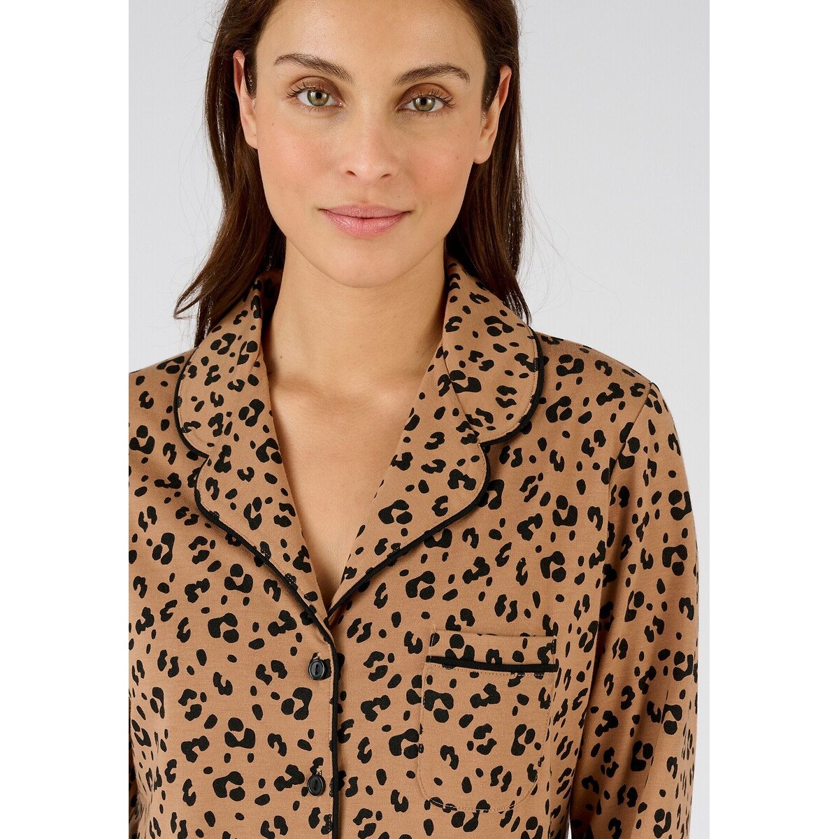 Pyjama en maille jersey Thermolactyl marron animalier, DAMART