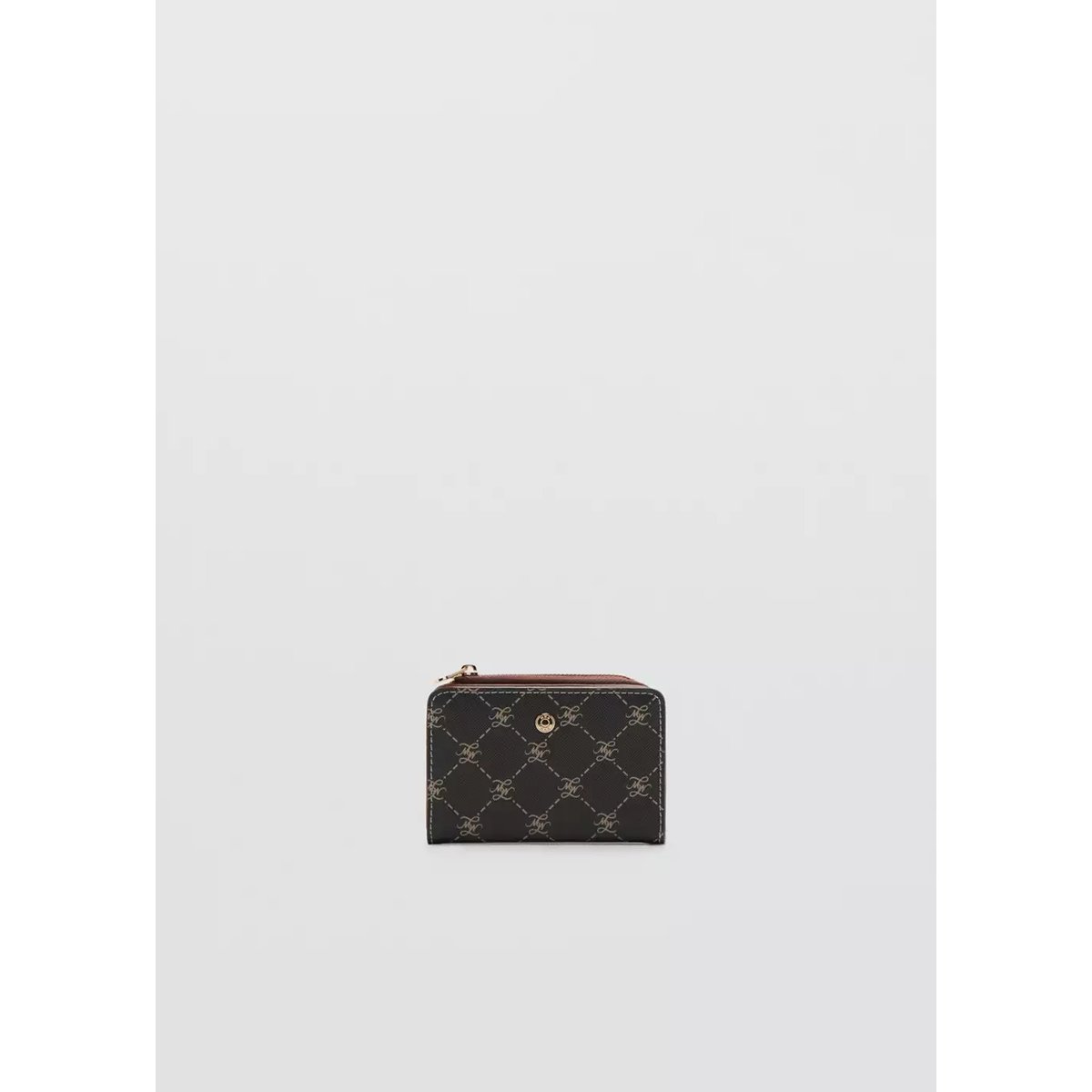 Portefeuille moyen imprimé logo marron, MANGO