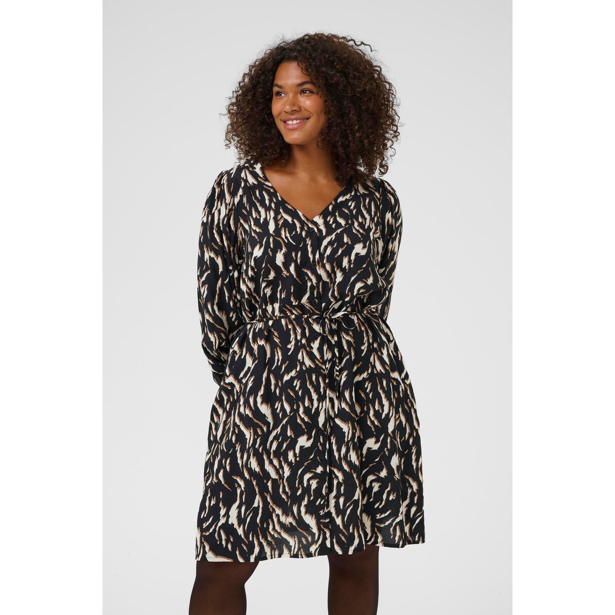 Robe noir marron black/brown graphic animal, KAFFE CURVE
