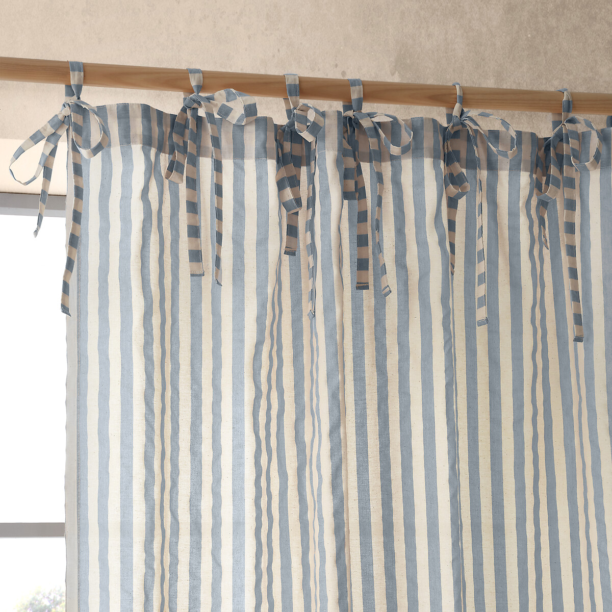 Zanzibar Yarn Dyed Stripe Voile Curtain Panel blue, PINEAPPLE ELEPHANT