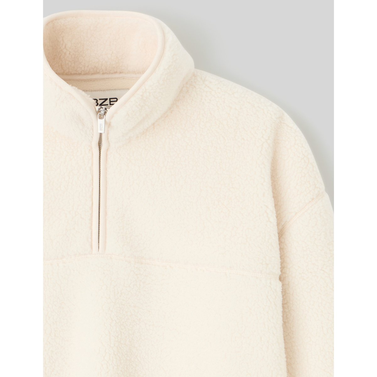 Sweat sherpa col montant zippé naturel, BZB
