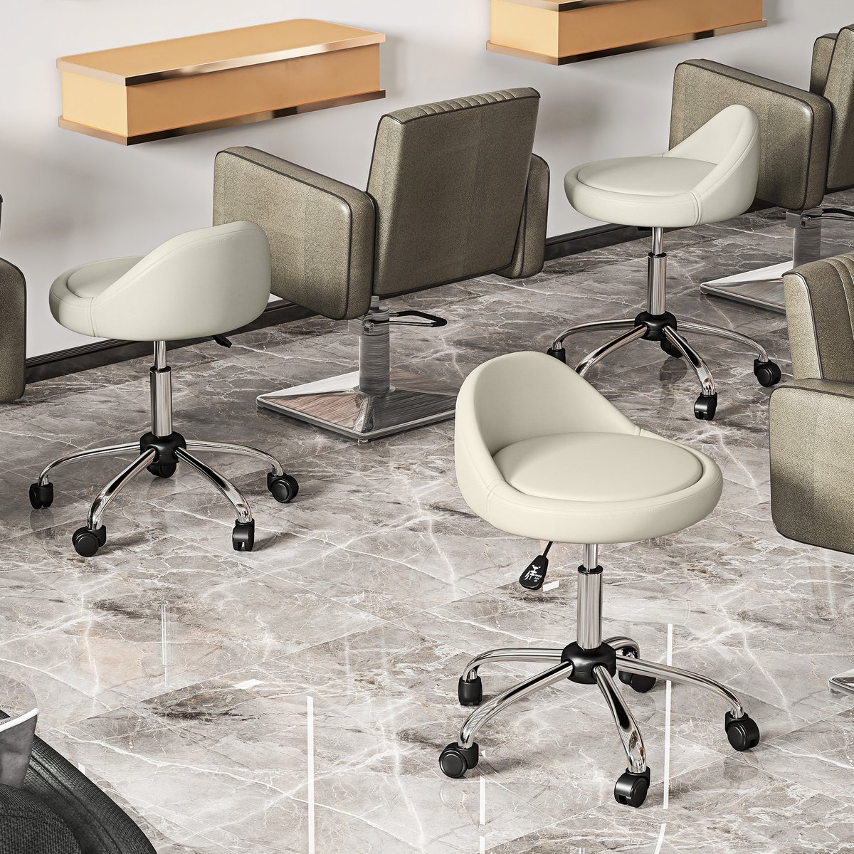 Tabouret de salon Revêtement synthétique blanc, HOMCOM