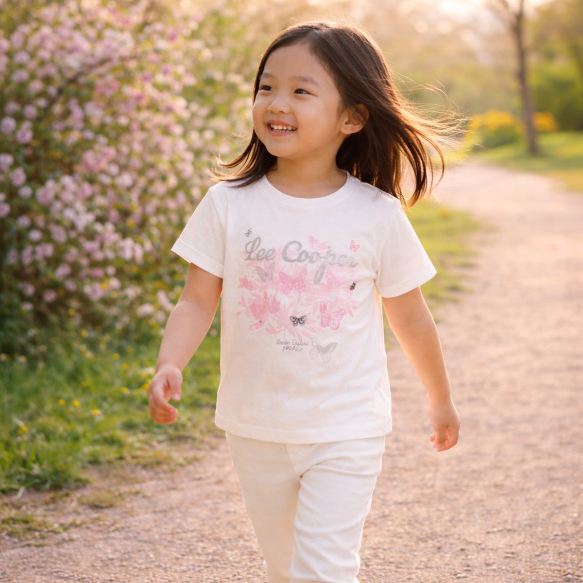 T-shirt manches courtes imprimé, col rond TEE TIME blanc, LEE COOPER