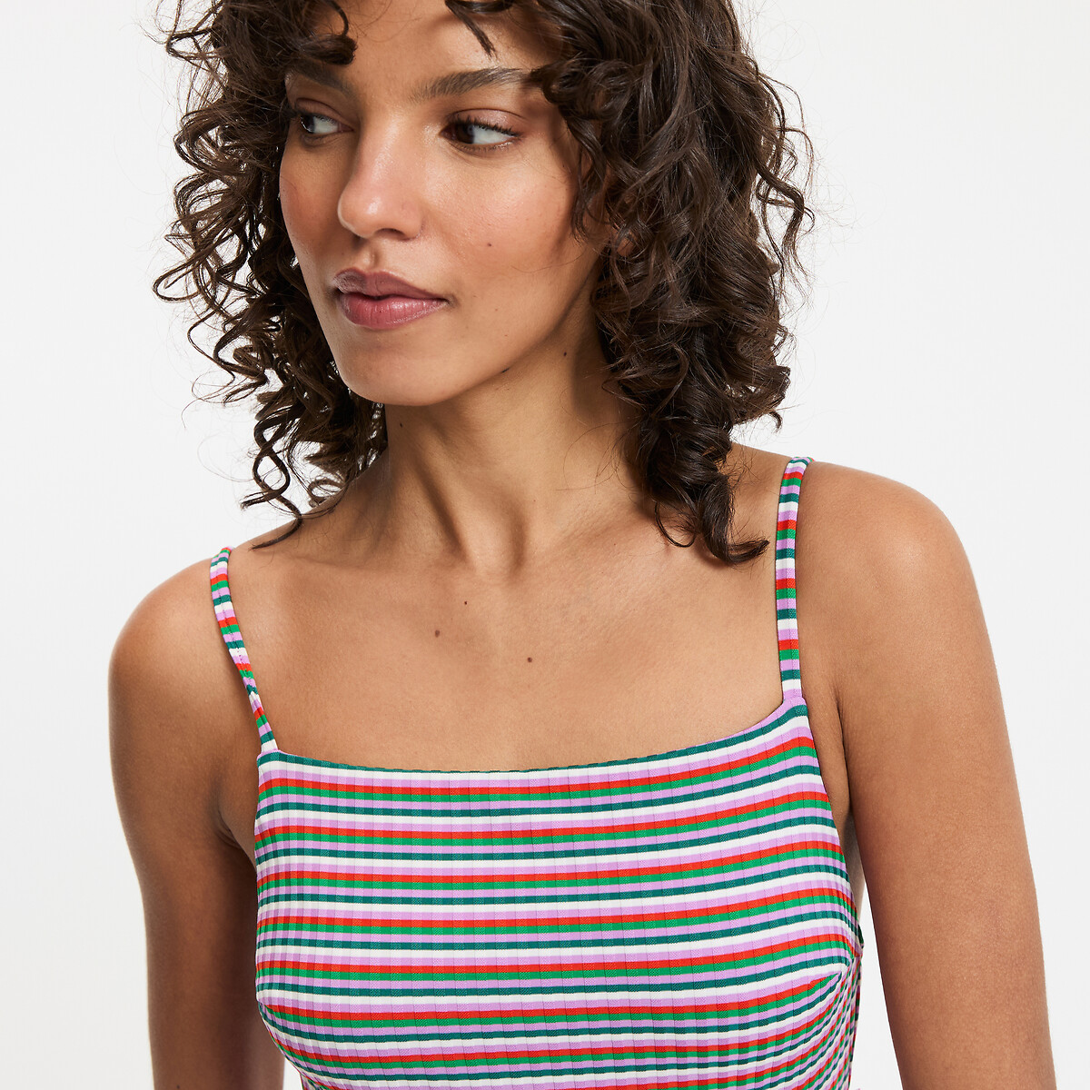 Maillot de bain 1 pièce, à rayures, en maille côtes plates, Signature HELENA rayures multicolore, LA REDOUTE COLLECTIONS